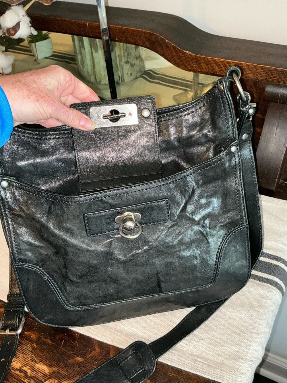Frye Cameron Leather Crossbody Bag Black Includes Hangtag Retail $438